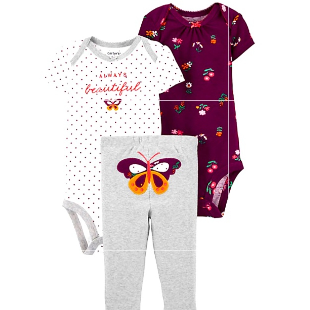 3/10 NEW CARTER’S 3 PIECE BUTTERFLY 🦋 SET